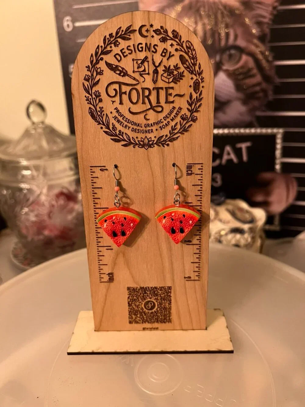 Handmade Resin Watermelon Slice Dangle Earrings | Summer Fruit Jewelry